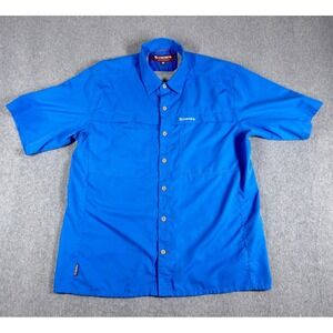 SIMMS Fishing Products Men's Blue Short Sleeve Button Up Shirt M Vented